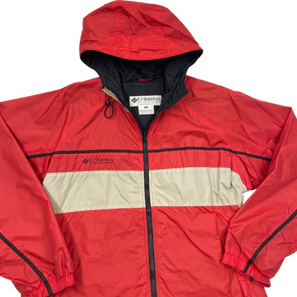 Columbia Vintage Red Hooded Windbreaker Jacket Men's Medium - Picture 2 of 10